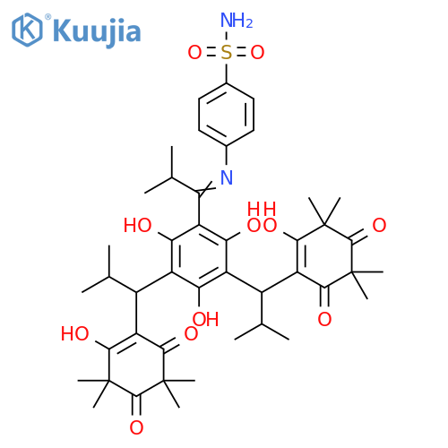 Benzenesulfonamide, 4-[[2-methyl-1-[2,4,6-trihydroxy-3,5-bis[1-(2-hydroxy-3,3,5,5-tetramethyl-4,6-dioxo-1-cyclohexen-1-yl)-2-methylpropyl]phenyl]propylidene]amino]- structure