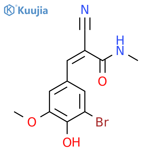 (2Z)-3-(3-bromo-4-hydroxy-5-methoxyphenyl)-2-cyano-N-methylprop-2-enamide structure