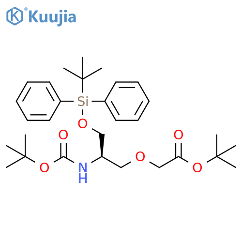 1,1-Dimethylethyl 2-[(2R)-2-[[(1,1-dimethylethoxy)carbonyl]amino]-3-[[(1,1-dimethylethyl)diphenylsilyl]oxy]propoxy]acetate structure