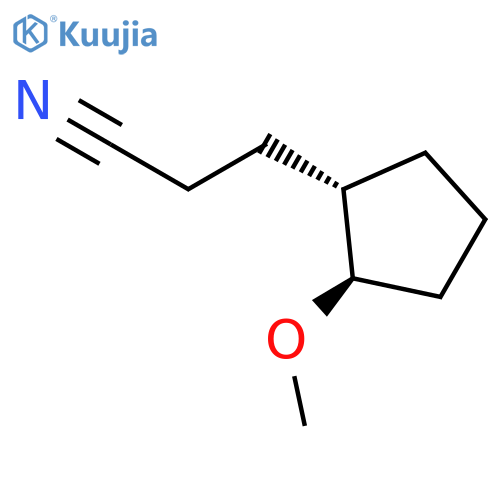 Cyclopentanepropanenitrile, 2-methoxy-, trans- structure