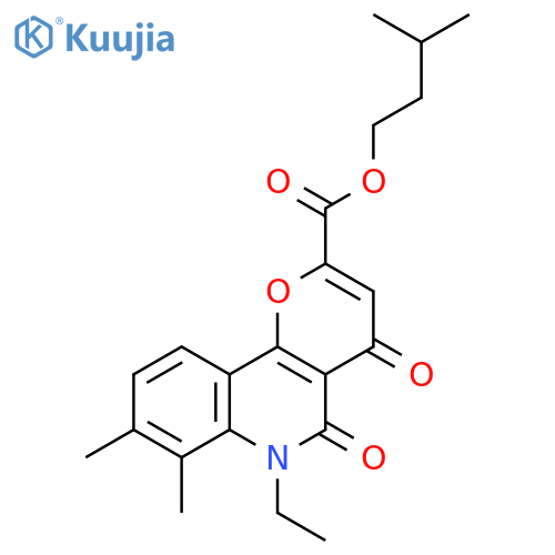 4H-Pyrano[3,2-c]quinoline-2-carboxylic acid,6-ethyl-5,6-dihydro-7,8-dimethyl-4,5-dioxo-, 3-methylbutyl ester structure