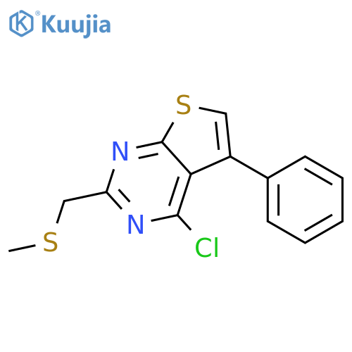 4-chloro-2-[(methylsulfanyl)methyl]-5-phenylthieno[2,3-d]pyrimidine structure