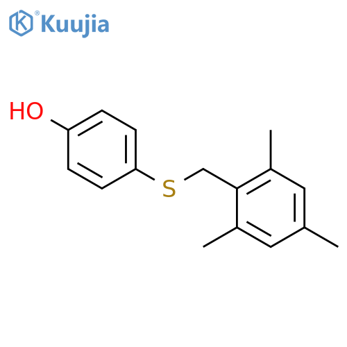 Phenol, 4-[[(2,4,6-trimethylphenyl)methyl]thio]- structure