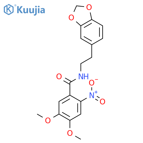 BENZAMIDE, N-[2-(1,3-BENZODIOXOL-5-YL)ETHYL]-4,5-DIMETHOXY-2-NITRO- structure