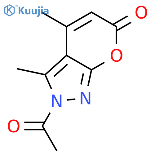 Pyrano[2,3-c]pyrazol-6(2H)-one, 2-acetyl-3,4-dimethyl- structure