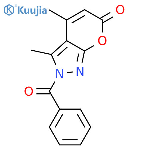 Pyrano[2,3-c]pyrazol-6(2H)-one, 2-benzoyl-3,4-dimethyl- structure