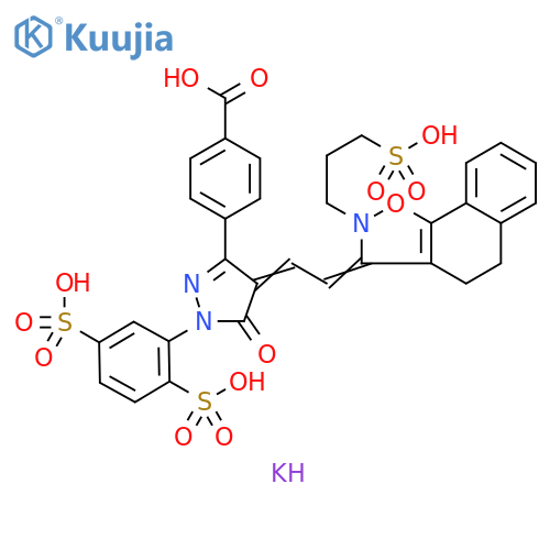 Benzoic acid,4-[4-[[4,5-dihydro-2-(3-sulfopropyl)naphth[2,1-d]isoxazol-3(2H)-ylidene]ethylidene]-1-(2,5-disulfophenyl)-4,5-dihydro-5-oxo-1H-pyrazol-3-yl]-,tripotassium salt structure