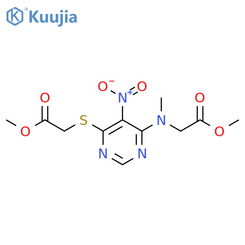 Glycine,N-[6-[(2-methoxy-2-oxoethyl)thio]-5-nitro-4-pyrimidinyl]-N-methyl-,methyl ester structure