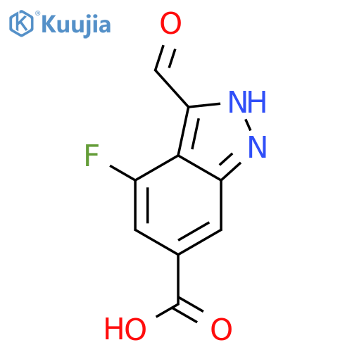 4-fluoro-3-formyl-1H-Indazole-6-carboxylic acid structure