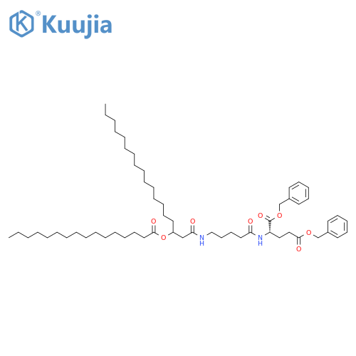 L-Glutamic acid, N-[1-oxo-5-[[1-oxo-3-[(1-oxohexadecyl)oxy]octadecyl]amino]pentyl]-, bis(phenylmethyl) ester (9CI) structure