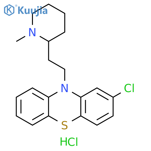 10H-Phenothiazine, 2-chloro-10-[2-(1-methyl-2-piperidinyl)ethyl]-, hydrochloride (1:1) structure