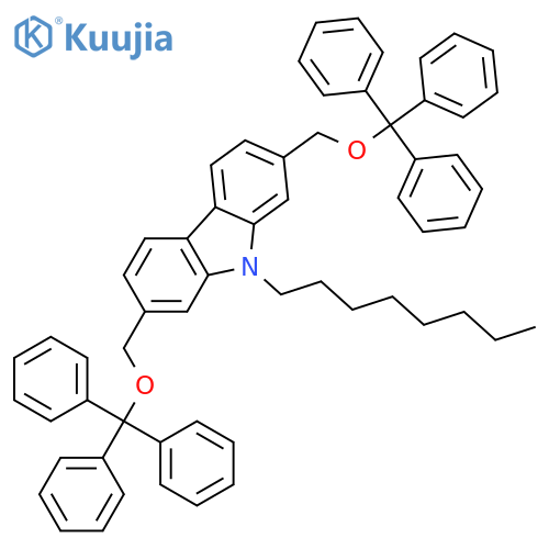 9H-Carbazole, 9-octyl-2,7-bis[(triphenylmethoxy)methyl]- structure