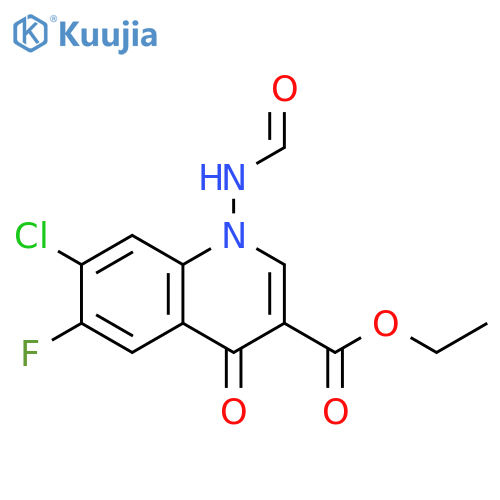 3-Quinolinecarboxylicacid, 7-chloro-6-fluoro-1-(formylamino)-1,4-dihydro-4-oxo-, ethyl ester structure