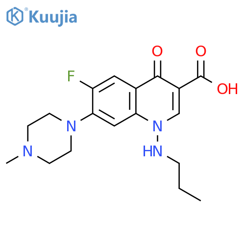 3-Quinolinecarboxylic acid, 6-fluoro-1,4-dihydro-7-(4-methyl-1-piperazinyl)-4-oxo-1-(propylamino)- structure