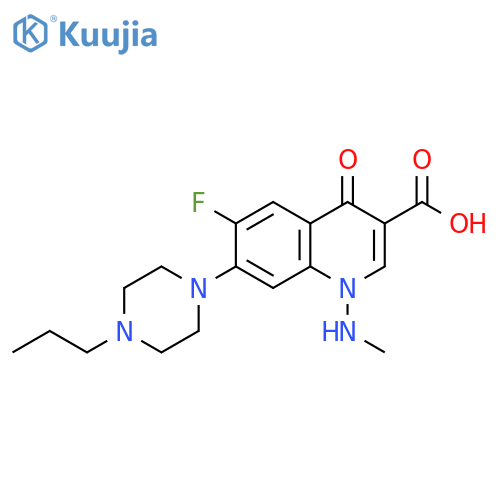 3-Quinolinecarboxylic acid, 6-fluoro-1,4-dihydro-1-(methylamino)-4-oxo-7-(4-propyl-1-piperazinyl)- structure