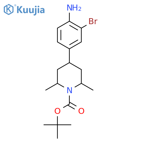 Tert-butyl 4-(4-amino-3-bromophenyl)-2,6-dimethylpiperidine-1-carboxylate structure