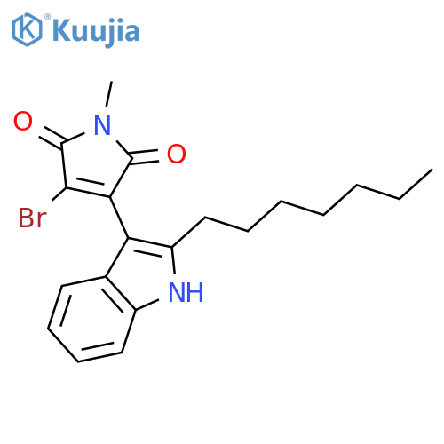 1H-PYRROLE-2,5-DIONE, 3-BROMO-4-(2-HEPTYL-1H-INDOL-3-YL)-1-METHYL- structure
