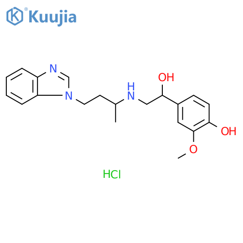 Benzenemethanol, α-[[[3-(1H-benzimidazol-1-yl)-1-methylpropyl]amino]methyl]-4-hydroxy-3-methoxy-, hydrochloride (1:2) structure