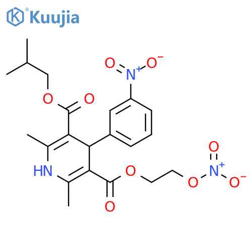 3,5-Pyridinedicarboxylic acid,1,4-dihydro-2,6-dimethyl-4-(3-nitrophenyl)-, 2-methylpropyl2-(nitrooxy)ethyl ester structure