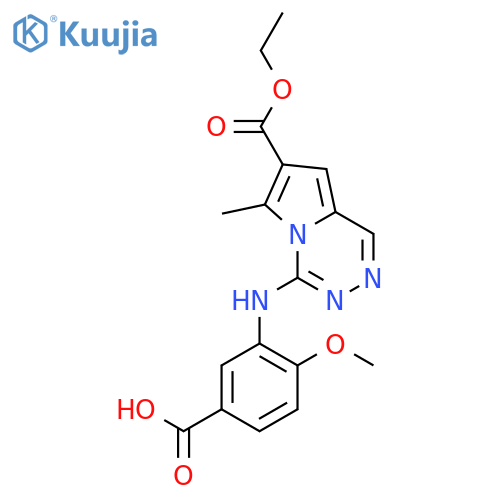Pyrrolo[1,2-d][1,2,4]triazine-7-carboxylic acid,4-[(5-carboxy-2-methoxyphenyl)amino]-6-methyl-, 7-ethyl ester structure