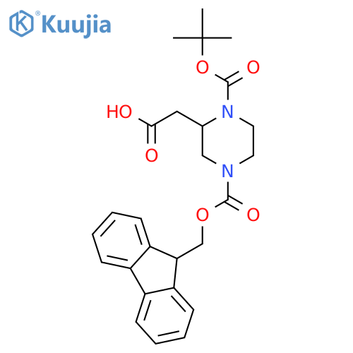 1-Boc-4-Fmoc-piperazine-2-acetic acid structure