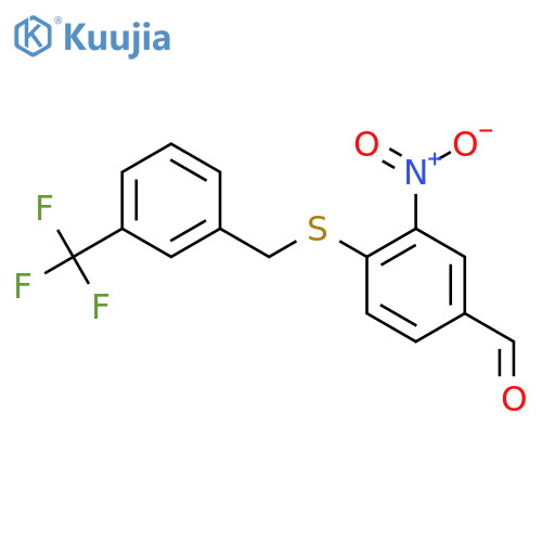 3-nitro-4-({[3-(trifluoromethyl)phenyl]methyl}sulfanyl)benzaldehyde structure