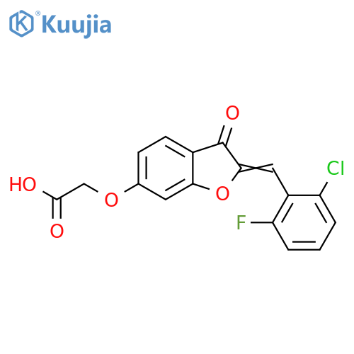 2-{(2Z)-2-(2-chloro-6-fluorophenyl)methylidene-3-oxo-2,3-dihydro-1-benzofuran-6-yloxy}acetic acid structure