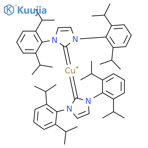 Copper(1+), bis[1,3-bis[2,6-bis(1-methylethyl)phenyl]-1,3-dihydro-2H-imidazol-2-ylidene]- structure