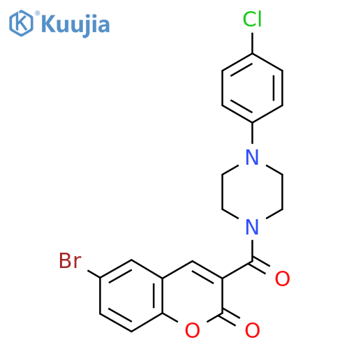 6-bromo-3-4-(4-chlorophenyl)piperazine-1-carbonyl-2H-chromen-2-one structure