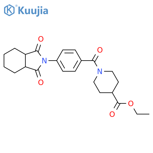 ethyl 1-4-(1,3-dioxo-octahydro-1H-isoindol-2-yl)benzoylpiperidine-4-carboxylate structure