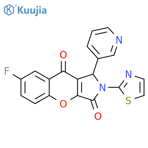 7-fluoro-1-(pyridin-3-yl)-2-(1,3-thiazol-2-yl)-1H,2H,3H,9H-chromeno2,3-cpyrrole-3,9-dione structure