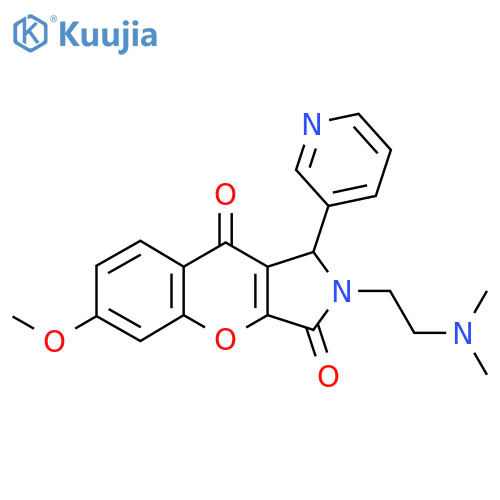 2-2-(dimethylamino)ethyl-6-methoxy-1-(pyridin-3-yl)-1H,2H,3H,9H-chromeno2,3-cpyrrole-3,9-dione structure