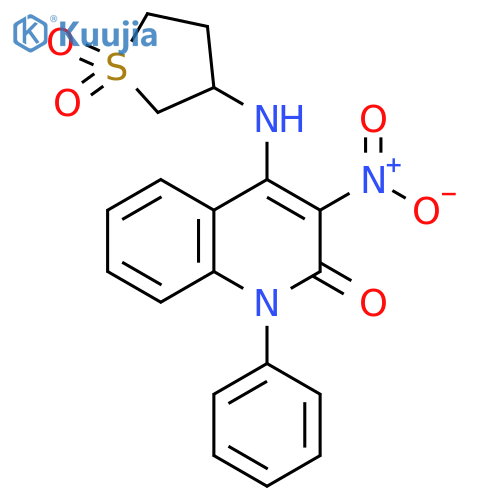 3-(3-nitro-2-oxo-1-phenyl-1,2-dihydroquinolin-4-yl)amino-1lambda6-thiolane-1,1-dione structure