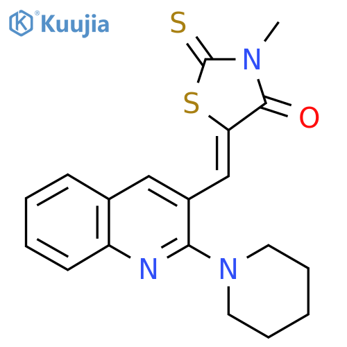 (5Z)-3-methyl-5-{2-(piperidin-1-yl)quinolin-3-ylmethylidene}-2-sulfanylidene-1,3-thiazolidin-4-one structure