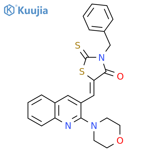(5Z)-3-benzyl-5-{2-(morpholin-4-yl)quinolin-3-ylmethylidene}-2-sulfanylidene-1,3-thiazolidin-4-one structure