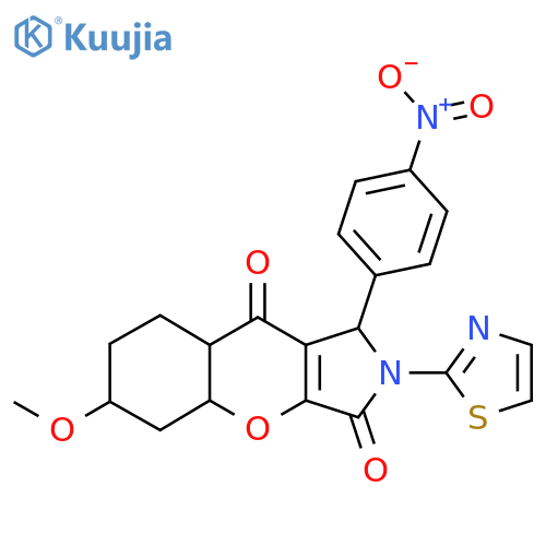 6-methoxy-1-(4-nitrophenyl)-2-(1,3-thiazol-2-yl)-1H,2H,3H,9H-chromeno2,3-cpyrrole-3,9-dione structure