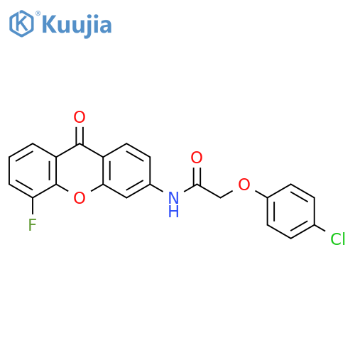 2-(4-chlorophenoxy)-N-(5-fluoro-9-oxo-9H-xanthen-3-yl)acetamide structure