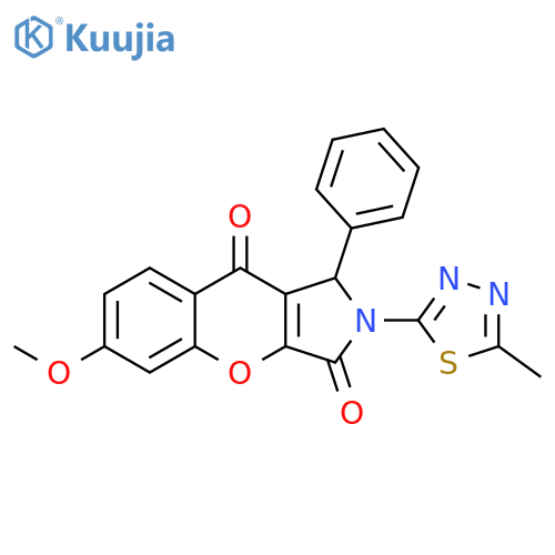 6-methoxy-2-(5-methyl-1,3,4-thiadiazol-2-yl)-1-phenyl-1H,2H,3H,9H-chromeno2,3-cpyrrole-3,9-dione structure