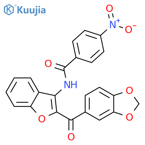 N-2-(2H-1,3-benzodioxole-5-carbonyl)-1-benzofuran-3-yl-4-nitrobenzamide structure