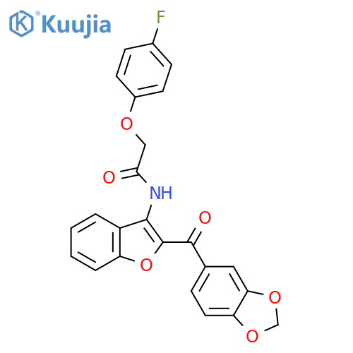 N-2-(2H-1,3-benzodioxole-5-carbonyl)-1-benzofuran-3-yl-2-(4-fluorophenoxy)acetamide structure