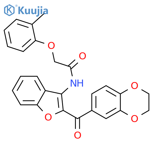 N-2-(2,3-dihydro-1,4-benzodioxine-6-carbonyl)-1-benzofuran-3-yl-2-(2-methylphenoxy)acetamide structure