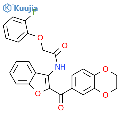 N-2-(2,3-dihydro-1,4-benzodioxine-6-carbonyl)-1-benzofuran-3-yl-2-(2-fluorophenoxy)acetamide structure