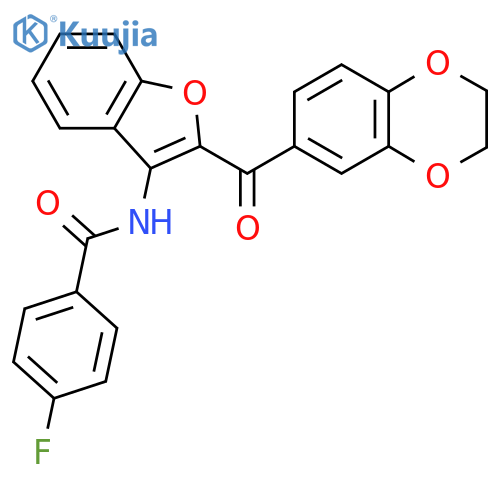 N-2-(2,3-dihydro-1,4-benzodioxine-6-carbonyl)-1-benzofuran-3-yl-4-fluorobenzamide structure