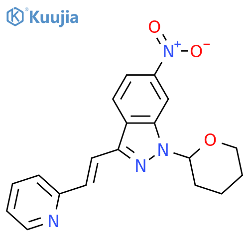 6-nitro-1-(oxan-2-yl)-3-[(E)-2-(pyridin-2-yl)ethenyl]-1H-indazole structure