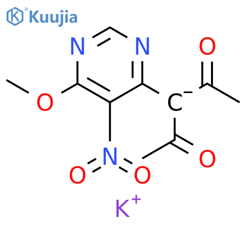 2,4-Pentanedione, 3-(6-methoxy-5-nitro-4-pyrimidinyl)-, ion(1-), potassium (9CI) structure