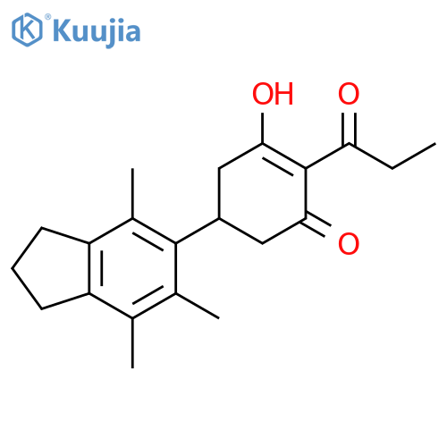 2-Cyclohexen-1-one,5-(2,3-dihydro-4,6,7-trimethyl-1H-inden-5-yl)-3-hydroxy-2-(1-oxopropyl)- structure
