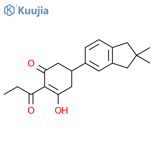 2-Cyclohexen-1-one,5-(2,3-dihydro-2,2-dimethyl-1H-inden-5-yl)-3-hydroxy-2-(1-oxopropyl)- structure