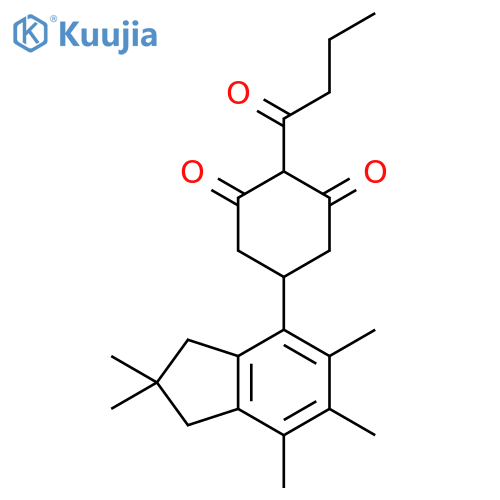 1,3-Cyclohexanedione, 5-(2,3-dihydro-2,2,5,6,7-pentamethyl-1H-inden-4-yl)-2-(1-oxobutyl)- structure