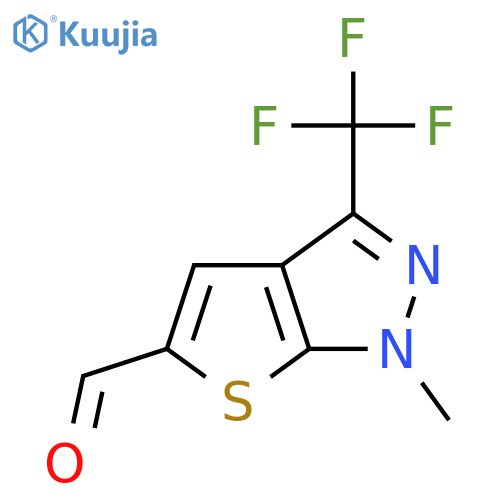 1-METHYL-3-(TRIFLUOROMETHYL)-1H-THIENO[2,3-C]PYRAZOLE-5-CARBALDEHYDE structure
