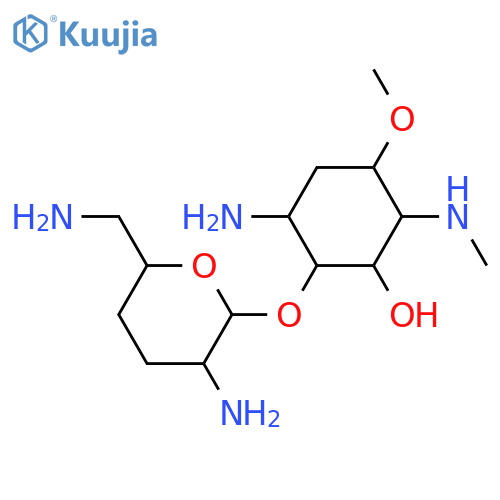 D-allo-Inositol, 2-amino-2,3,5-trideoxy-1-O-(2,6-diamino-2,3,4,6-tetradeoxy-α-D-erythro-hexopyranosyl)-4-O-methyl-5-(methylamino)- structure